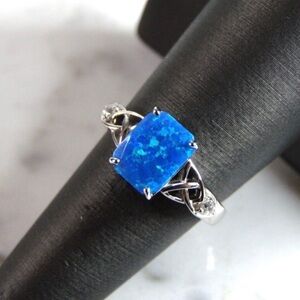 Womens Sterling Silver Modernist Opal Ring